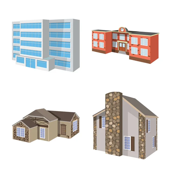Векторна ілюстрація будівлі та домашнього знаку. Колекція будівельних та будівельних матеріалів для Інтернету . — стоковий вектор