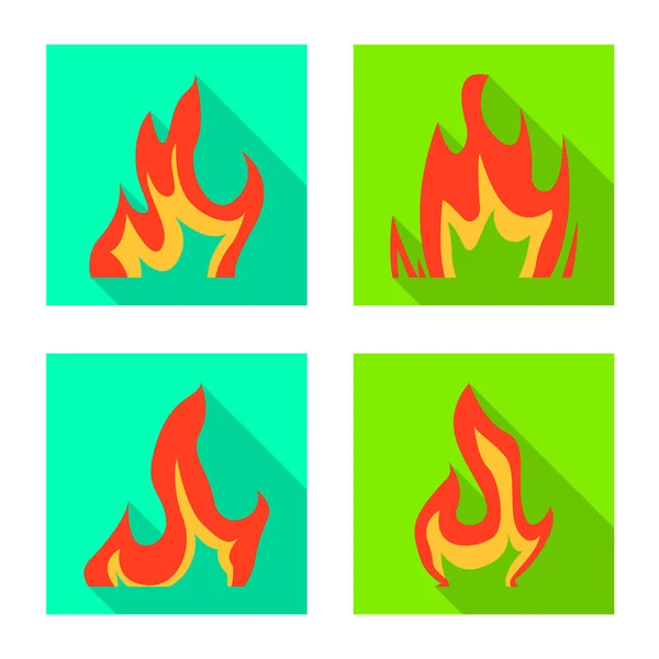 Objet isolé de logo lumineux et dangereux. Collection de symboles de stock lumineux et de feu de forêt pour le web . — Image vectorielle