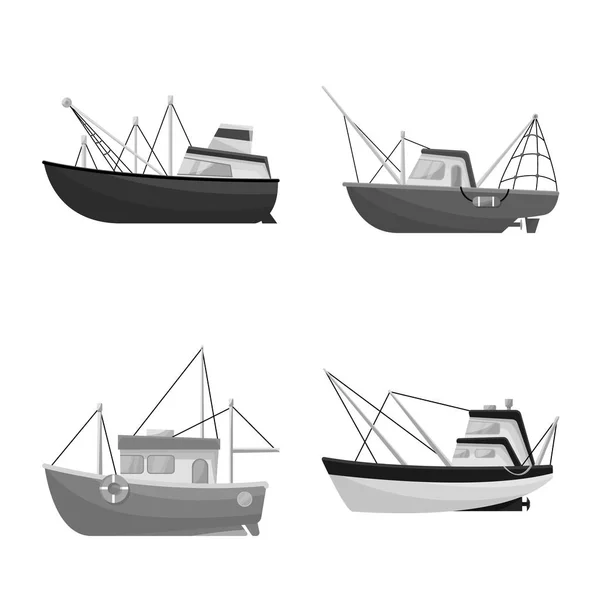Geïsoleerd object van zee en speedboot icoon. Collectie van zee en industrieel vector pictogram voor voorraad. — Stockvector