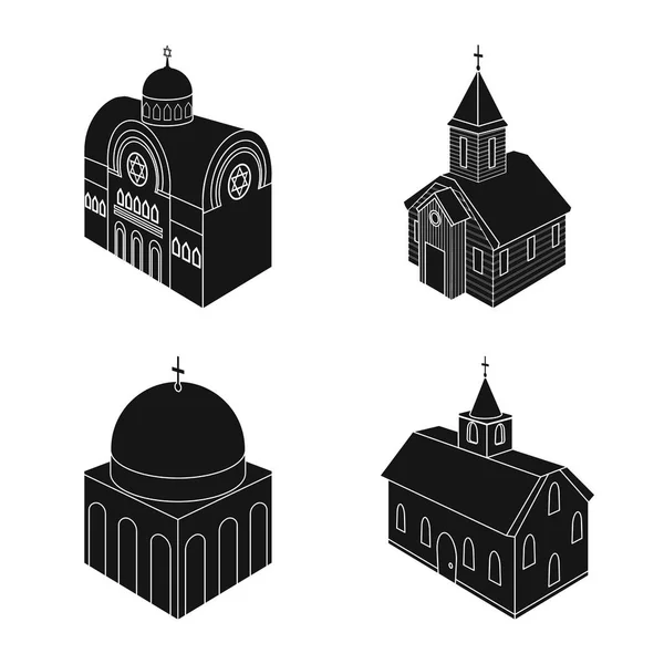 Diseño vectorial de la parroquia y signo de fe. Colección de la parroquia y el símbolo de stock de construcción para web . — Vector de stock