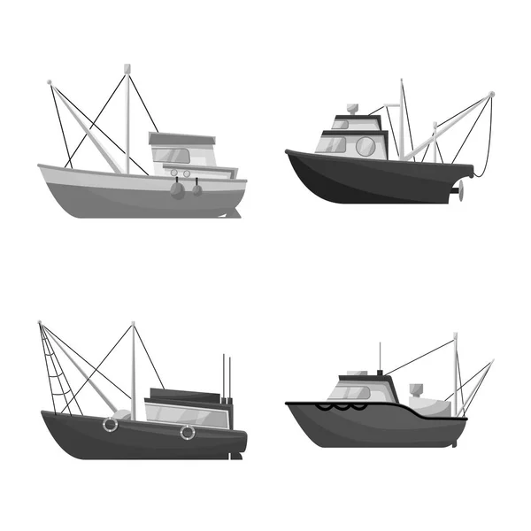 Isolerat föremål av sjö-och motorbåts logo. Insamling av havs-och industri Lager vektor illustration. — Stock vektor