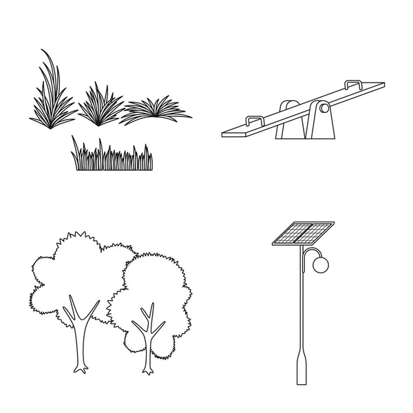 Oggetto isolato di paesaggio e segno della natura. Set di icone vettoriali del paesaggio e della città per magazzino . — Vettoriale Stock