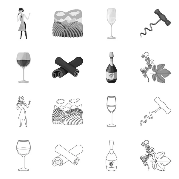 Diseño vectorial del logotipo de la granja y el viñedo. Colección de la granja y el símbolo de stock de productos para la web . — Vector de stock