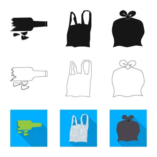 Ilustración vectorial de basura e icono de basura. Conjunto de basura y material de desecho símbolo para web . — Vector de stock
