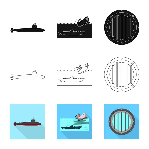 Ilustración vectorial de guerra y símbolo del barco. Conjunto de guerra y flota stock vector ilustración . — Archivo Imágenes Vectoriales