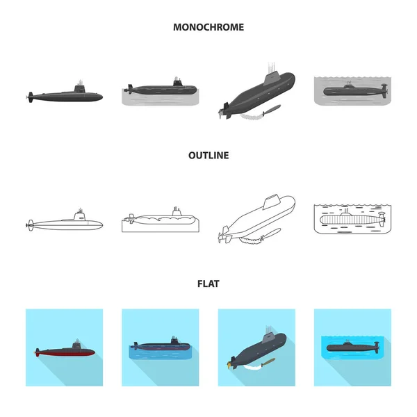 Ilustración vectorial del logotipo de guerra y barco. Colección de ilustración vectorial de guerra y flota . — Archivo Imágenes Vectoriales