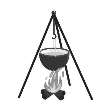 Kamp ateşi ve kazan logosu vektör illüstrasyon. Kamp ateşi ve yangın stok vektör illüstrasyon koleksiyonu.