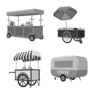 Ticaret ve gıda işareti vektör illüstrasyon. Ticaret seti ve çadır stok vektör illüstrasyon.