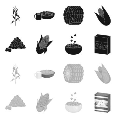 Mısır tarlası ve sebze simgesi yalıtılmış nesne. Mısır tarlası ve vejetaryen hisse senedi vektör çizim koleksiyonu.