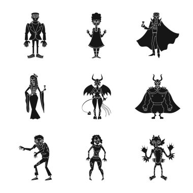 Yaratığın izole nesnesi ve şeytani sembol. Stok için yaratık ve halloween vektör simgesi koleksiyonu.