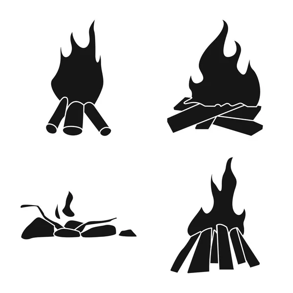 자연 및 하이킹 로고의 벡터 그림입니다. 주식에 대한 자연 및 화재 벡터 아이콘의 컬렉션. — 스톡 벡터