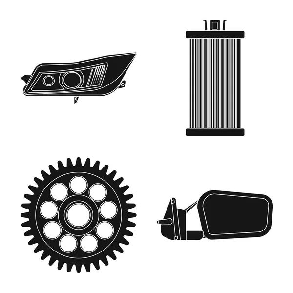 Vektor design av auto och en del symbol. Samling av auto och bil lager vektorillustration. — Stock vektor