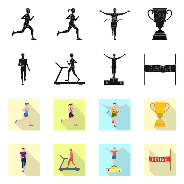 Ilustración vectorial del deporte y signo ganador. Conjunto de icono de vector de deporte y fitness para stock . — Vector de stock