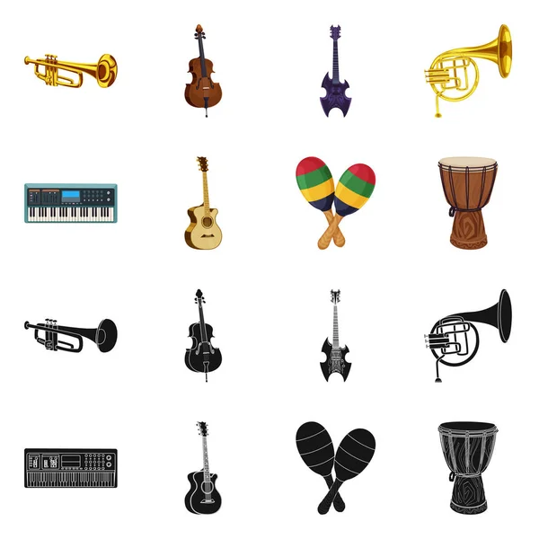 Vector ontwerp van muziek en melodie pictogram. Set muziek en instrument voorraad vectorillustratie. — Stockvector