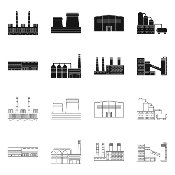 Vectorillustratie van pictogram productie en structuur. Verzameling van productie en technologie voorraad vectorillustratie. — Stockvector