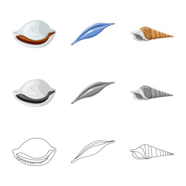 Hayvan ve dekorasyon simge vektör tasarımı. Hisse senedi için hayvan ve okyanus vektör simge topluluğu.