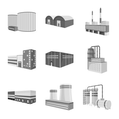 İş ve bina simgesivektör tasarımı. Web için iş ve ekipman stok sembolü seti.