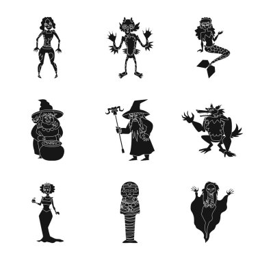 Yaratık ve şeytani işareti vektör illüstrasyon. Stok için yaratık ve halloween vektör simgesi seti.