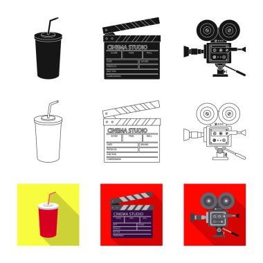 Televizyon ve filme logo vektör tasarımı. Televizyon ve hisse senedi vektör çizim ile ilgilenen koleksiyonu.