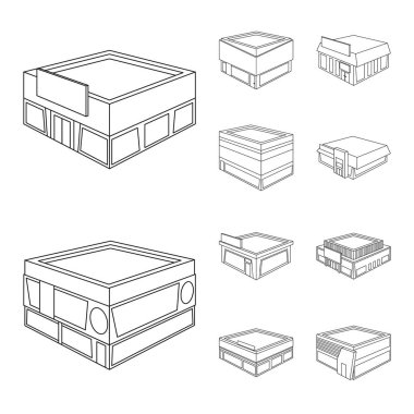 İş ve süpermarket işareti vektör tasarımı. İş ve vitrin stok vektör illüstrasyon koleksiyonu.