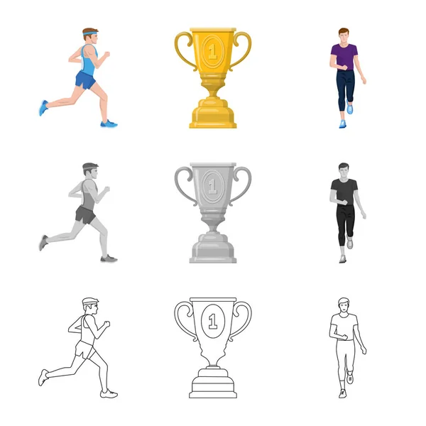 Geïsoleerde object van sport en winnaar pictogram. Set van sport en fitness aandelensymbool voor web. — Stockvector