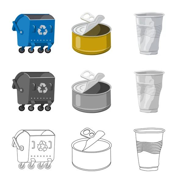 Ilustración vectorial de basura y logotipo basura. Recolección de residuos e ilustración de vectores de residuos . — Vector de stock