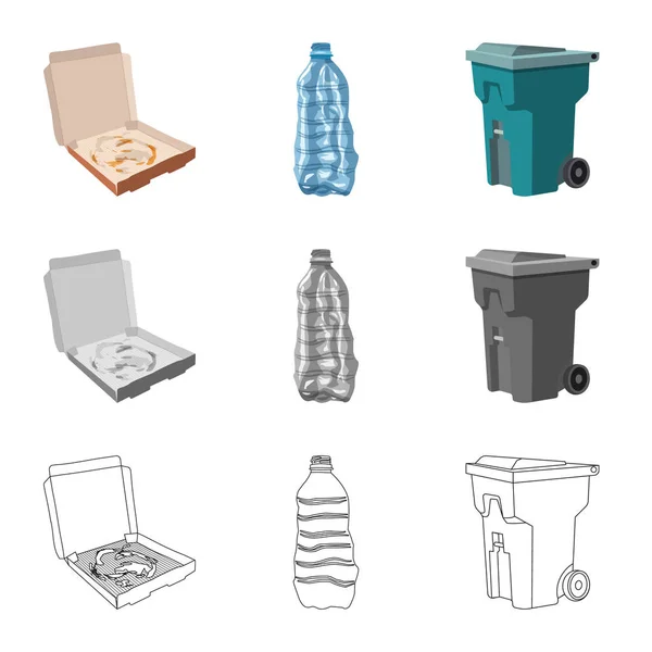 Objet isolé de déchets et icône indésirable. Ensemble de déchets et symbole de stock de déchets pour la toile . — Image vectorielle