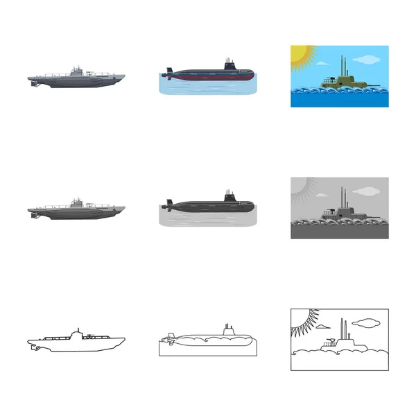Vektor-Illustration von Krieg und Schiffssymbol. Illustration von Krieg und Flottenbestand. — Stockvektor
