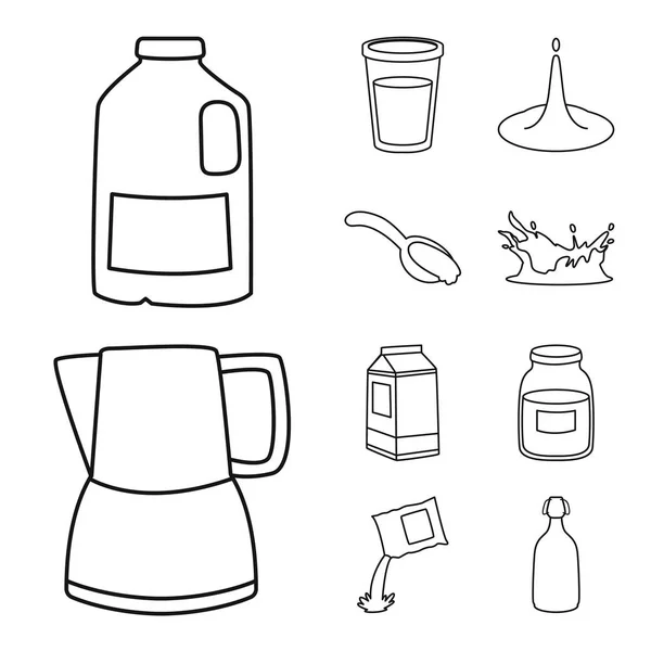 Ізольований об'єкт харчової та молочної ікони. Збірка значка їжі та кальцію Векторна іконка на складі . — стоковий вектор