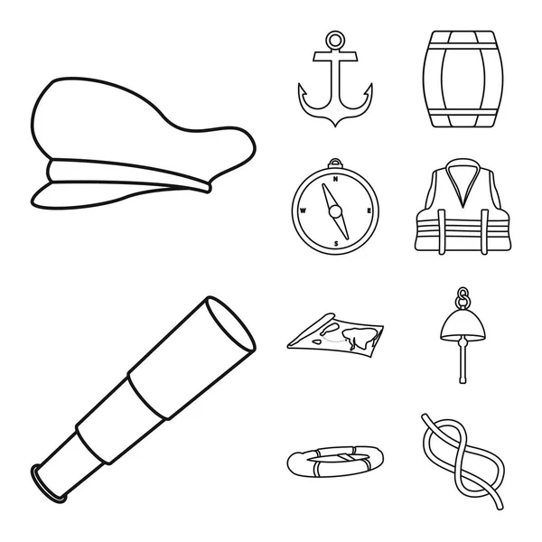 Illustration vectorielle de l'océan et signe de voyage. Ensemble de symbole de stock océan et voyage pour toile . — Image vectorielle