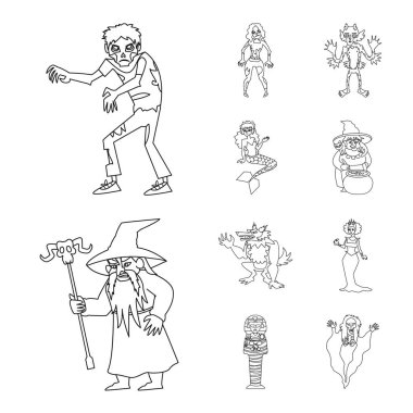 Korkutucu ve hayalet simgesivektör illüstrasyon. Stok için korku ve korku vektör simgesi koleksiyonu.