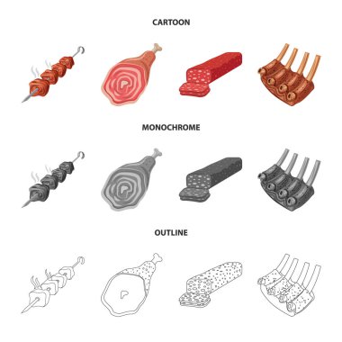 Et ve jambon simge vektör Illustration. Et ve hisse senedi simgesi web için pişirme.