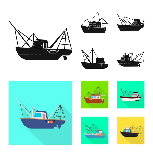 Illustration vectorielle des transports et du signe industriel. Collection de transport et stock de yacht symbole pour le web . — Image vectorielle