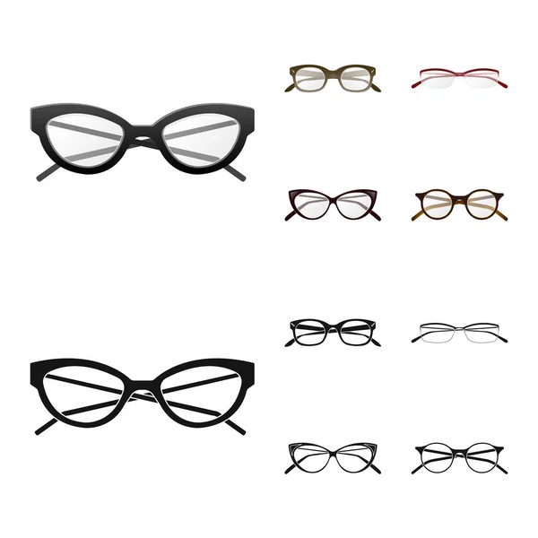 Izolovaný objekt brýle a rám sign. Sada brýle a příslušenství burzovní symbol pro web. — Stockový vektor