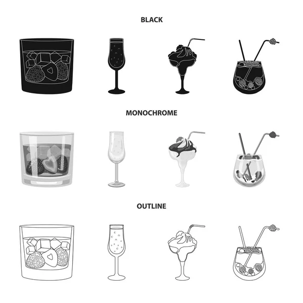 Векторный дизайн спиртного и логотипа ресторана. Набор спиртных напитков и векторных ингредиентов для склада . — стоковый вектор
