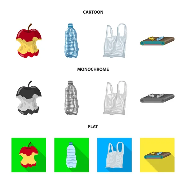 Illustrazione vettoriale dei rifiuti e del logo spazzatura. Set di icone vettoriali rifiuti e rifiuti per magazzino . — Vettoriale Stock