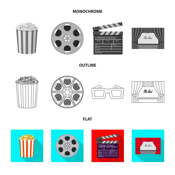 Vektor-Design von Fernseh- und Filmlogo. Set von Fernsehen und Viewing Stock Symbol für das Web. — Stockvektor