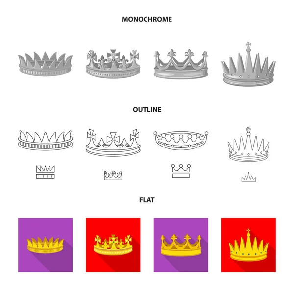 Šlechta a izolovaného objektu středověké podepsat. Sbírka středověkých a monarchie vektorové ikony pro stock. — Stockový vektor