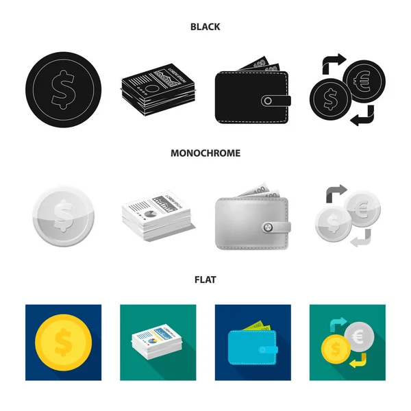 Design vetorial de banco e ícone de dinheiro. Coleção de banco e vetor de fatura ícone para estoque . —  Vetores de Stock