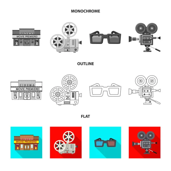 Ilustracja wektorowa z logo telewizji i filmowanie. Zestaw telewizji i przeglądanie wektor ikona na magazynie. — Wektor stockowy