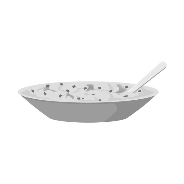Conception vectorielle du logo bol et porridge. Ensemble d'illustration vectorielle de bouillon de bol et de dîner . — Image vectorielle