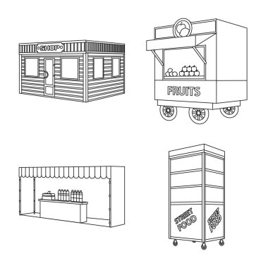 Vektör Illustration Pazar ve küçük sembolü. Web için Pazar ve gıda stok sembolü seti.