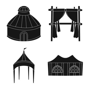 Açık ve mimari işareti vektör illüstrasyon. Web için açık ve barınak stok sembolü koleksiyonu.