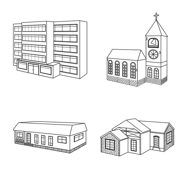 도시 및 건설 아이콘의 벡터 디자인입니다. 웹에 대한 도시 및 부동산 주식 기호의 컬렉션. — 스톡 벡터