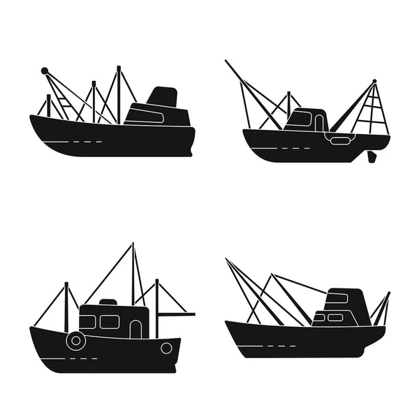 Ilustración vectorial del envío y el símbolo del yate. Juego de símbolos de envío y stock de pesca para web . — Vector de stock