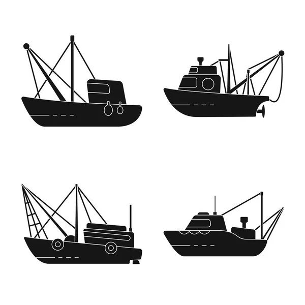 Ilustração vetorial do ícone de transporte e iate. Coleção de transporte e ícone vetor de pesca para estoque . — Vetor de Stock