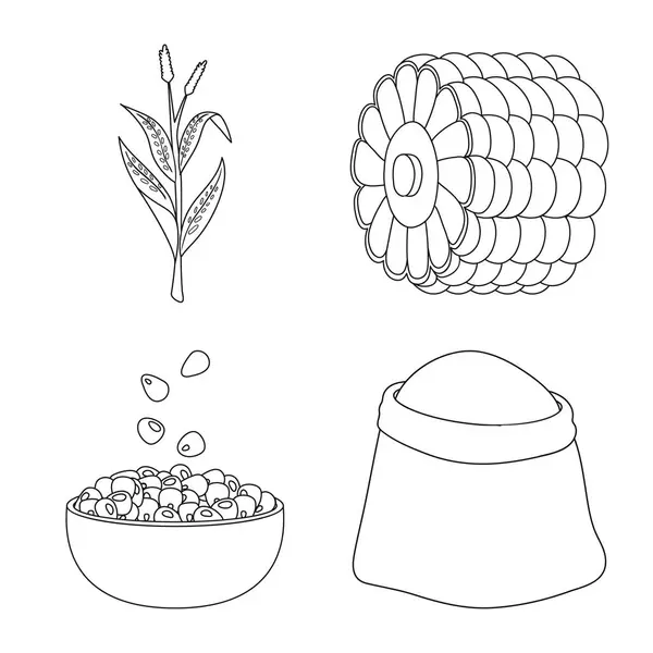 Diseño vectorial del logotipo de la granja y el cultivo. Conjunto de símbolo de granja y stock nutricional para web . — Vector de stock