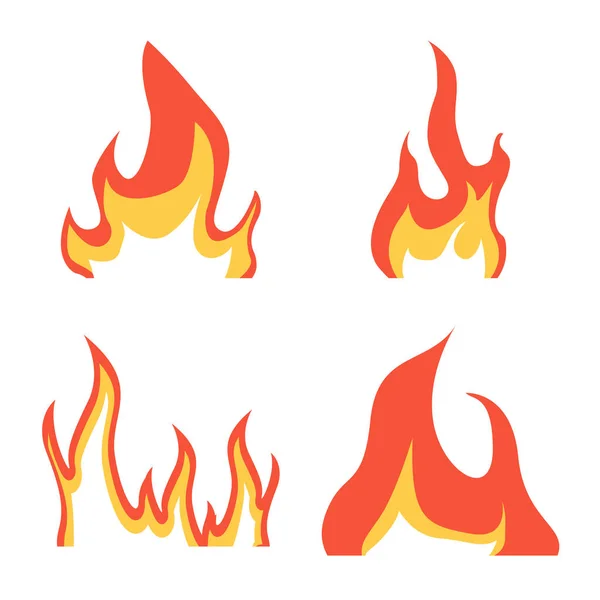火と赤のシンボルのベクトルイラスト。ウェブのための火とキャンプファイヤーストックシンボルのコレクション. — ストックベクタ
