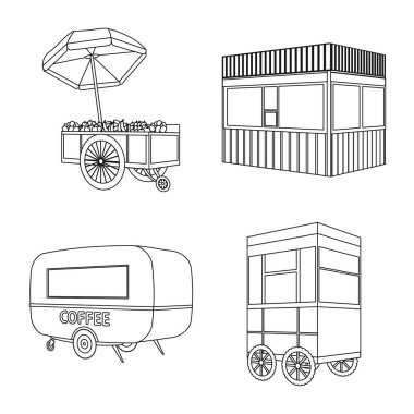 Vektör Illustration Pazar ve küçük sembolü. Web için Pazar ve gıda stok sembolü koleksiyonu.