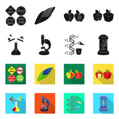 Test ve sentetik logo vektör Illustration. Hisse senedi için test ve laboratuvar vektör simge kümesi.